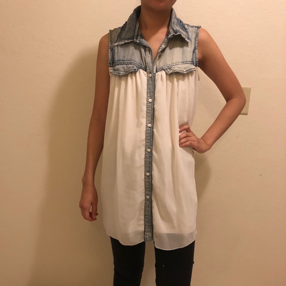 Red Tulip Acid Wash Chiffon Tunic